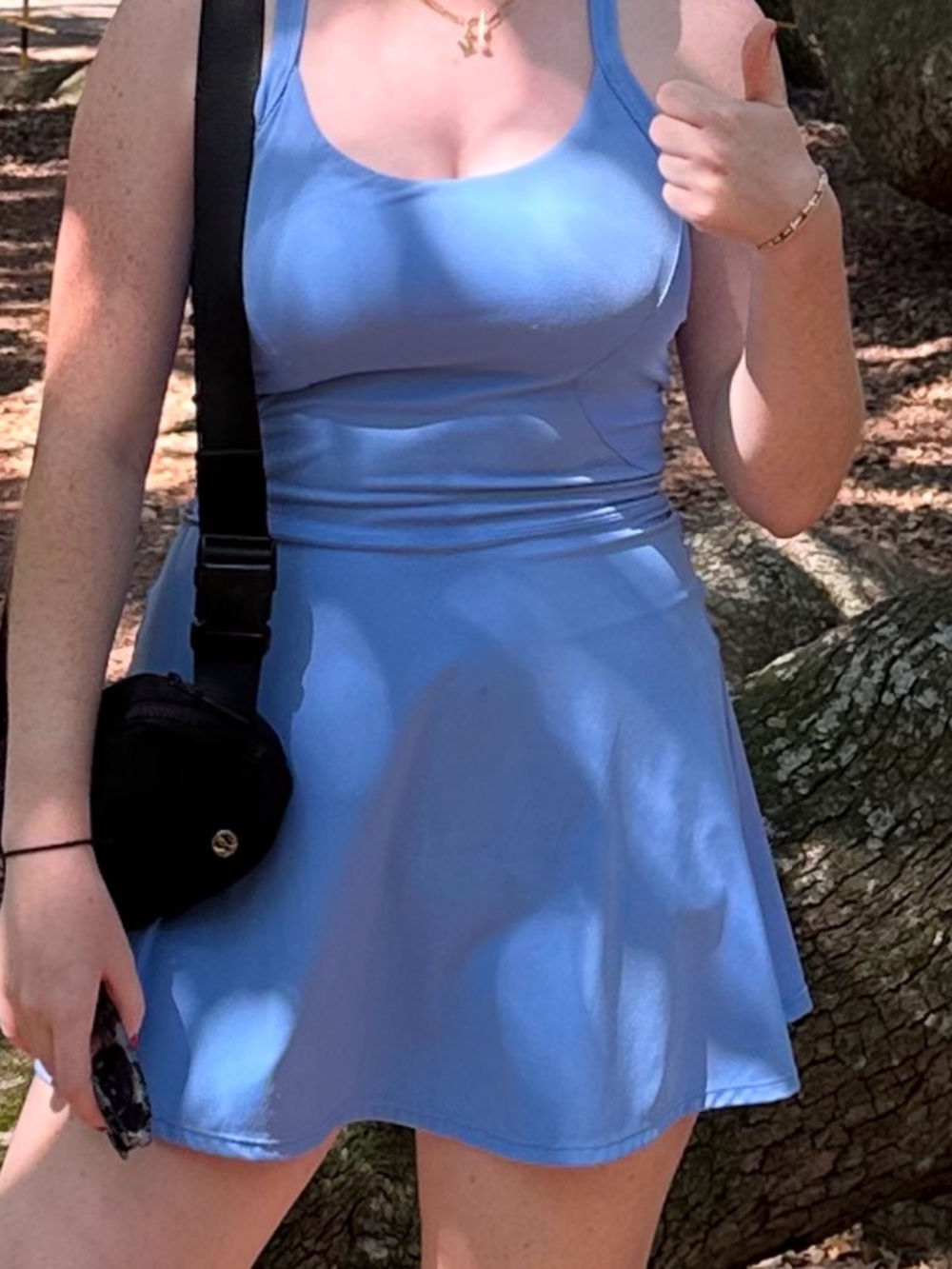 Blue Scoop Neck Athletic Dress - Women